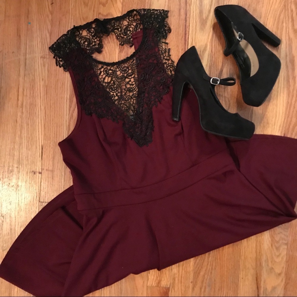 Lace Appliqué Skater Dress